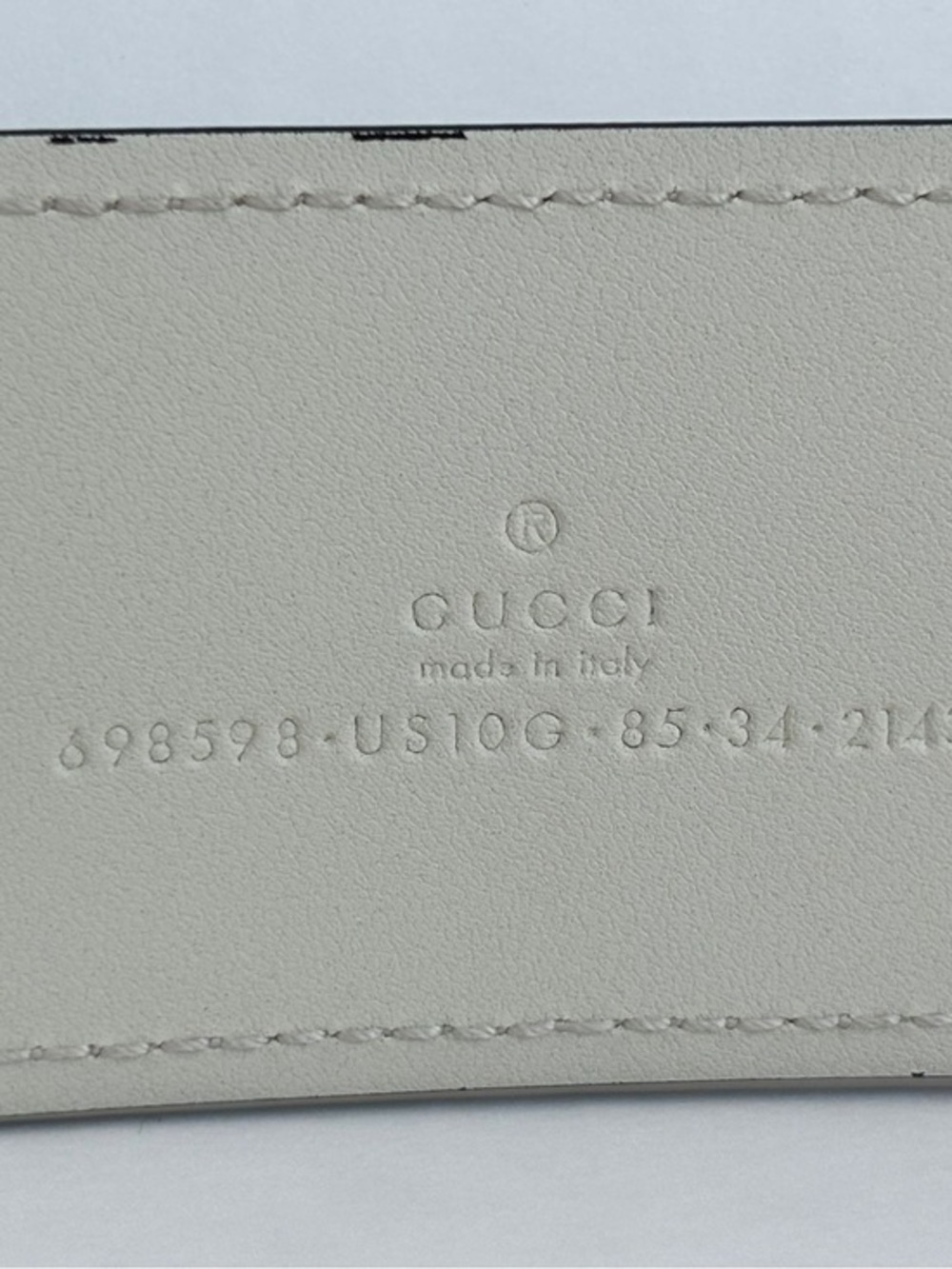 Gucci Interlocking GG Belt Cream Leather Gold Buckle Size 85/34 Authentic - Picture 7 of 7